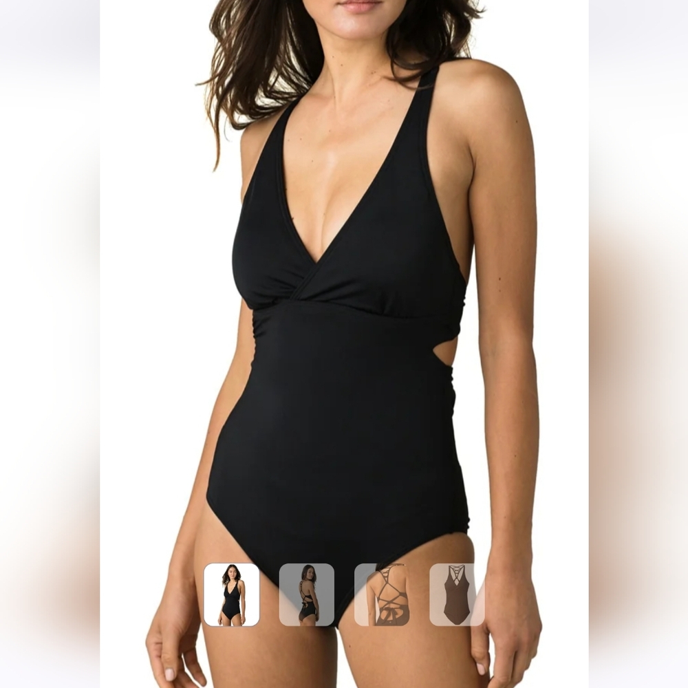 NWOT Cocoa Prana Atalia One Piece Swimsuit BROWN SMALL